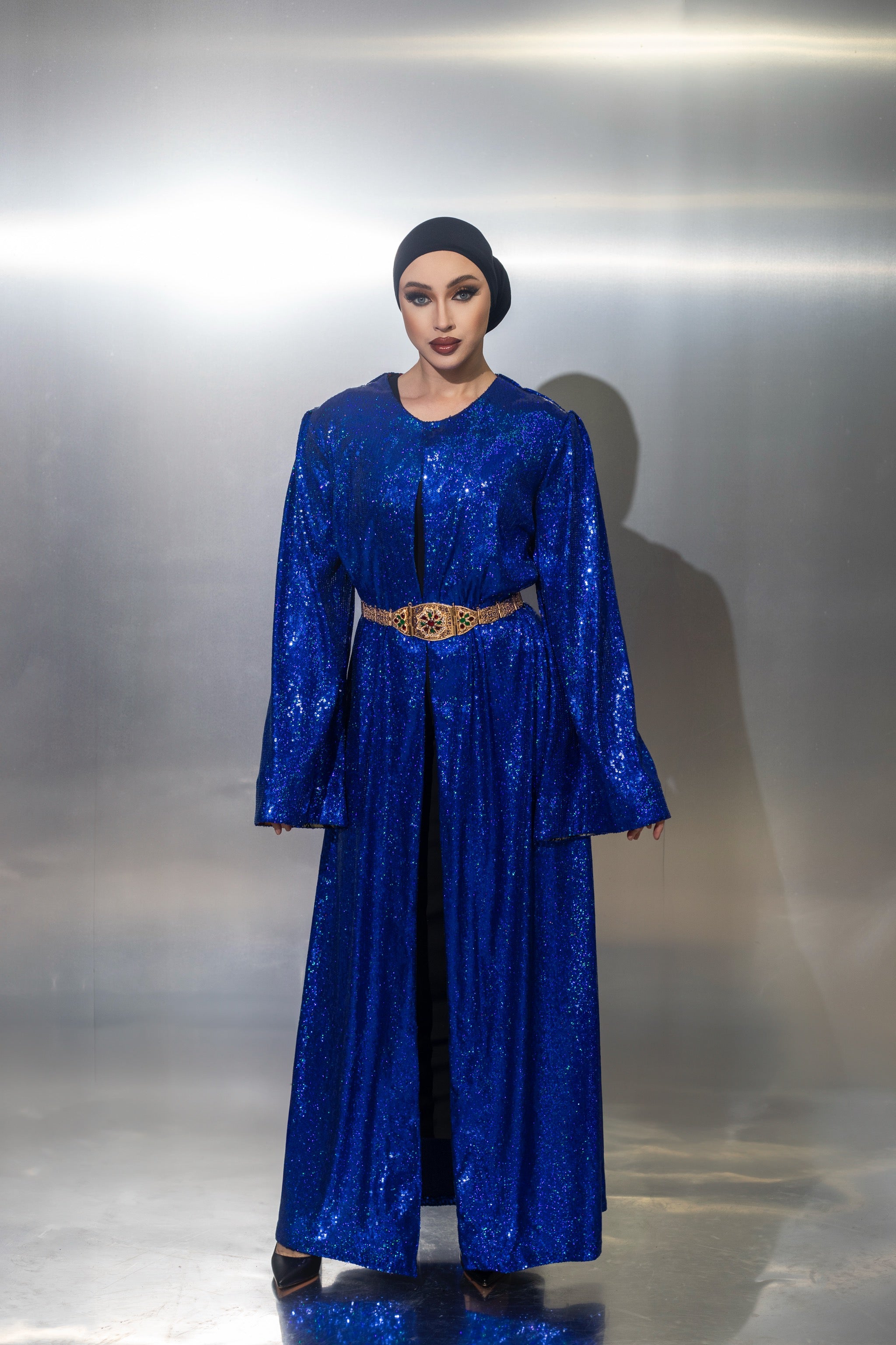 Blue Sequin Abaya