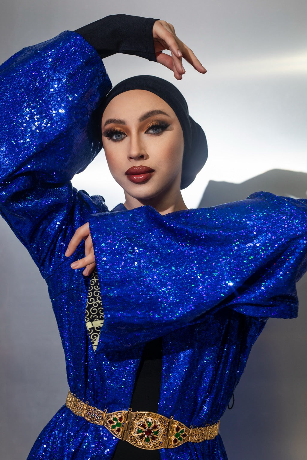 Blue Sequin Abaya