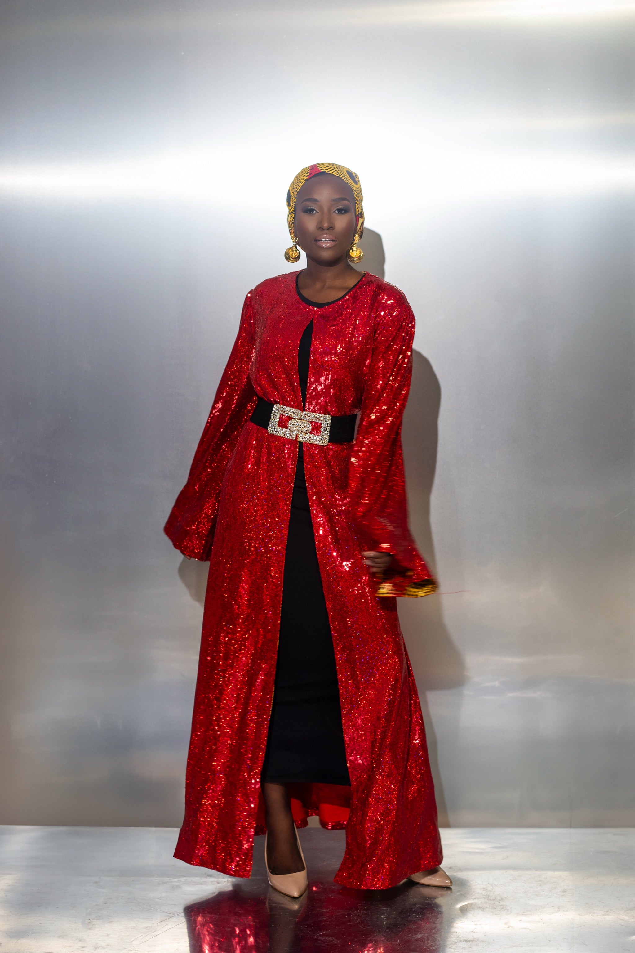 Red Sequin Abaya