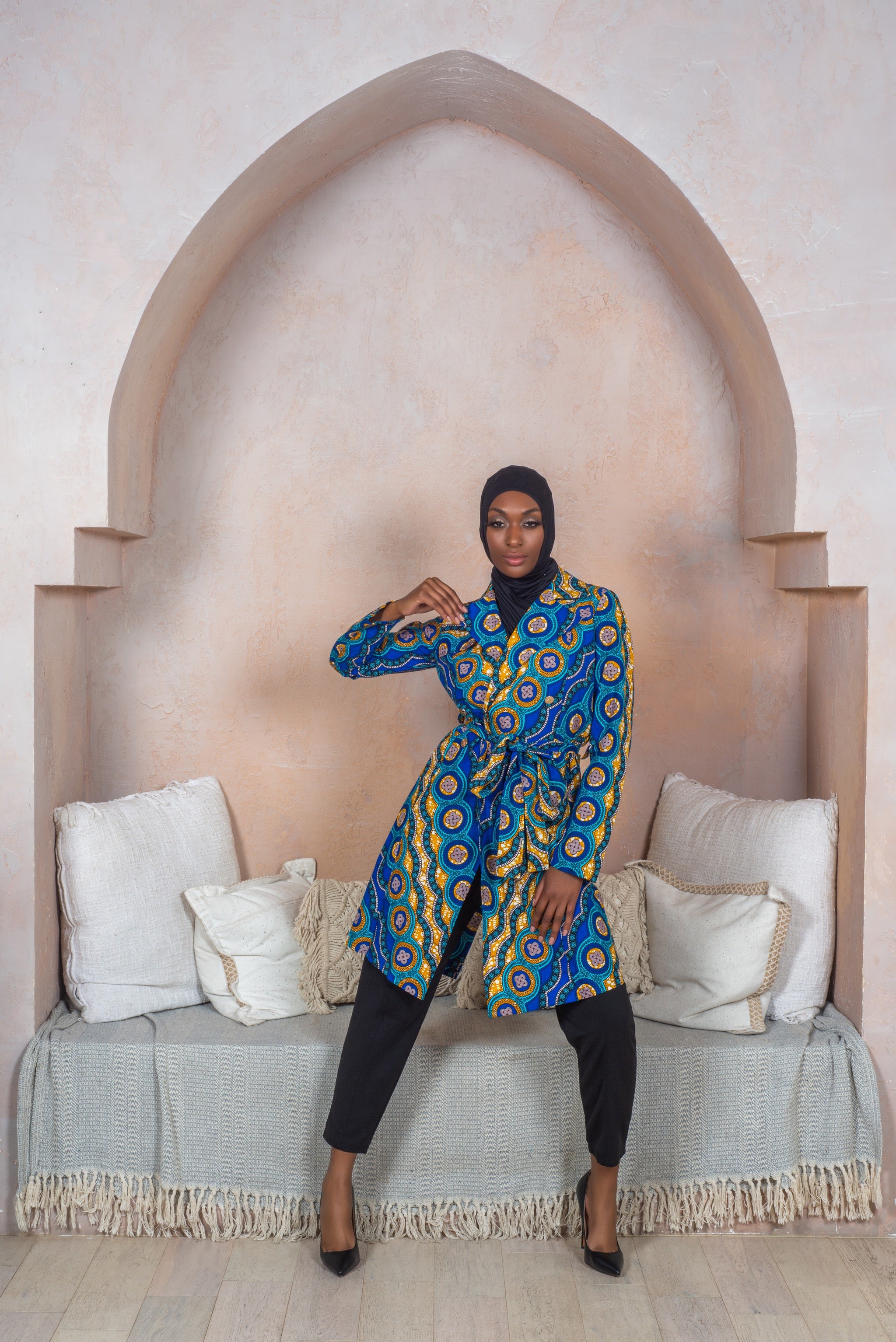 Ankara print trench coat - The Wifey Collection, modest fashion 